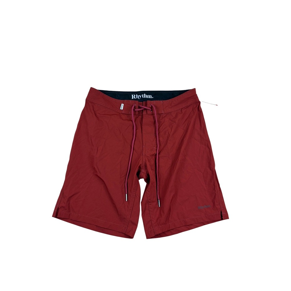 Rhythm Mens Board Shorts Size 28 dark  Red Lace Up Surf Swim Trunks Classic